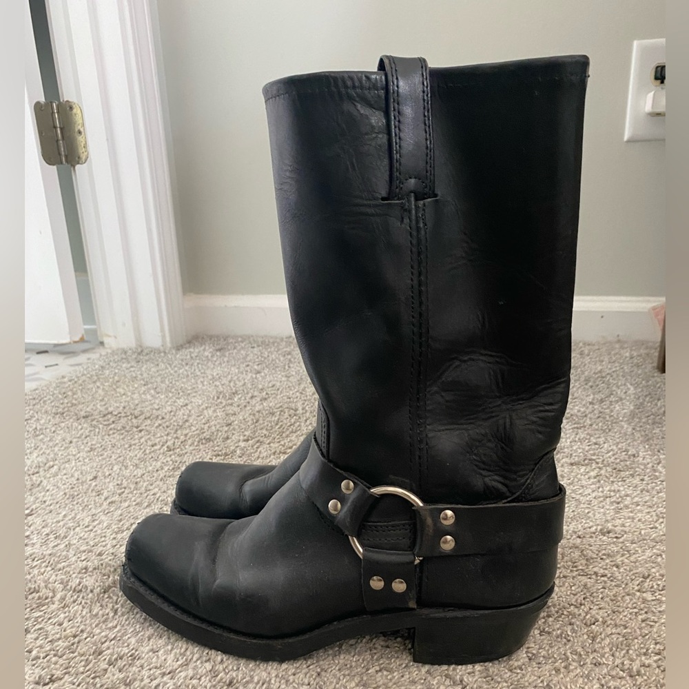 Frye Women's Harness 12R Motorcycle Boots - Black, size 9.5